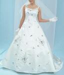 (B2136WT) Amazing White Bridal Gown With Color Embroidery