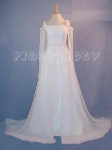 BVR026WT) Dreamy Romantic Renaissance Style White Chiffon Bridal Gown
