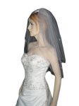2 Tier Elbow Length Veil (NEW $18.99) Wedding Bridal Rhinestones Pencil Edge (vsh105wt)