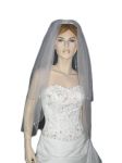 2 Tier Fingertip Veil (NEW $39.99) Wedding Bridal Tulle Embroidery Crystal (vsh112)