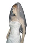 2 Tier Swarovski Fingertip Veil (NEW $15.99) Wedding Bridal Crystal Rhinestones Satin (vsh117wt)