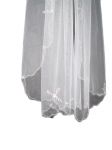 1 Tier Fingertip Veil (NEW $25.99) Wedding Bridal Beads Silver Scallop (vsh118wt)
