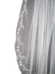 1 Tier Fingertip Veil (NEW $19.99) Wedding Bridal Embroidery Motif Beaded (vsh121wt)