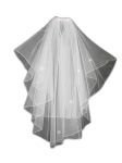 2 Tier Swarovski Fingertip Veil (NEW $25.99) Wedding Bridal Tulle Crystal Rhinestones Pencil Edge (vsh124wt)