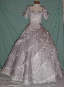 (E1958SV) Metallic Silver Quinceanera Prom Evening Gown Dress