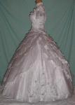 (E1958SV) Metallic Silver Quinceanera Prom Evening Gown Dress