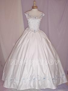 (BGR004WTBU) Radiant Baby Blue Embroidered White Ball Gown