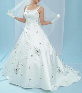 (B2136IV) Amazing Ivory Bridal Gown With Color Embroidery