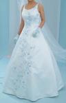 (AUBL3126WTBU) Marvelous White A-line Bridal Gown with Baby Blue Accents