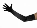 23" (58 cm) BLACK Gloves (NEW $8.50) STRETCH SATIN BRIDAL WEDDING OPERA GLOVES (glsh101bk23)