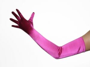 23" (58 cm) FUCHSIA Gloves (NEW $8.50) STRETCH SATIN BRIDAL WEDDING OPERA GLOVES (glsh101fs23)