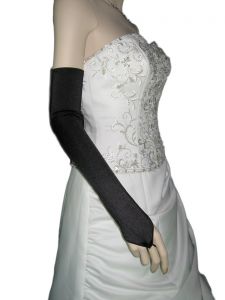 23" (58 cm) BLACK Gloves (NEW $9.55) Opera Prom Wedding Bridal Party Long Stretch (glsh103bk23)