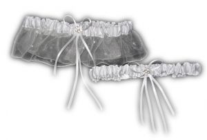 NEW ($8.99) Wedding Garter Bridal Satin Ribbon Rhinestones Organza (gtsh102wt)