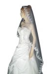 1 Tier MANTILLA SWAROVSKI VEIL (NEW $40.89) Wedding Bridal Crystal Rhinestones Chapel Lace 90" x 80" (v66-1wt)
