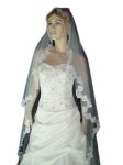 1 Tier MANTILLA SWAROVSKI VEIL (NEW $40.89) Wedding Bridal Crystal Rhinestones Chapel Lace 90" x 80" (v66-2wt)