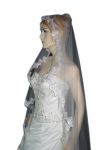 1 Tier MANTILLA SWAROVSKI VEIL (NEW $40.89) Wedding Bridal Crystal Rhinestones Chapel Lace 90" x 80" (v66-2wt)