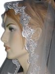 1 Tier MANTILLA SWAROVSKI VEIL (NEW $40.89) Wedding Bridal Crystal Rhinestones Chapel Lace 90" x 80" (v66-2wt)