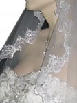 1 Tier MANTILLA SWAROVSKI VEIL (NEW $40.89) Wedding Bridal Crystal Rhinestones Chapel Lace 90" x 80" (v66-2wt)