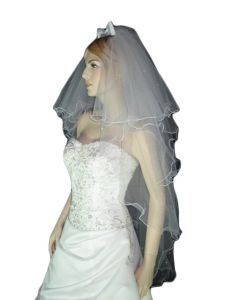 4 Tier Fingertip VEIL (NEW $7.99) Wedding Bridal Tulle Pearl Dress (vsh102wt)