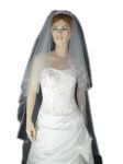 2 Tier Chapel VEIL (NEW $22.99) Wedding Bridal Tulle Layer Embroidery Pearl (vsh103wt)