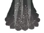 2 Tier Chapel VEIL (NEW $22.99) Wedding Bridal Tulle Layer Embroidery Pearl (vsh103wt)