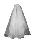 2 Tier Elbow Length Veil (NEW $15.99) Wedding Bridal Tulle Embroidery Floral (vsh104wt)