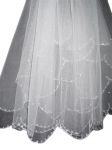 2 Tier Elbow Length Veil (NEW $15.99) Wedding Bridal Tulle Embroidery Floral (vsh104wt)