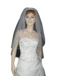 2 Tier Fingertip Veil (NEW $10.99) Wedding Bridal Rat-tail Satin (vsh106wt)