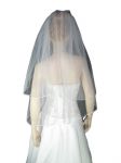 2 Tier Fingertip Veil (NEW $10.99) Wedding Bridal Rat-tail Satin (vsh106wt)