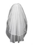 2 Tier Fingertip Veil (NEW $10.99) Wedding Bridal Rat-tail Satin (vsh106wt)