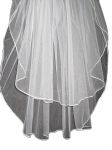 2 Tier Fingertip Veil (NEW $10.99) Wedding Bridal Rat-tail Satin (vsh106wt)