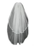 2 Tier Fingertip Veil (NEW $18.99) Wedding Bridal Satin (vsh107wt)