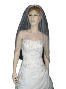 1 Tier Fingertip Veil (NEW $14.99) Wedding Bridal Hand made Beaded (vsh108wt)