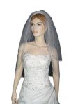 2 Tier Elbow Length Veil (NEW $19.99) Wedding Bridal Pearls Satin (vsh109wt)