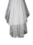 2 Tier Elbow Length Veil (NEW $19.99) Wedding Bridal Pearls Satin (vsh109wt)