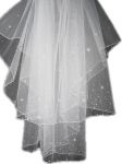 2 Tier Fingertip Swarovski Veil (NEW $39.99) Wedding Bridal Tulle Crystal Rhinestones (vsh110wt)