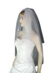 2 Tier Fingertip Veil (NEW $39.99) Wedding Bridal Tulle Embroidery Crystal (vsh112)