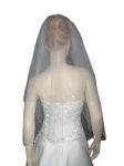 2 Tier Fingertip Veil (NEW $39.99) Wedding Bridal Tulle Embroidery Crystal (vsh112)