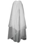 2 Tier Fingertip Veil (NEW $39.99) Wedding Bridal Tulle Embroidery Crystal (vsh112)