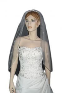 1 Tier Swarovski Veil (NEW $17.99) Wedding Bridal Crystal Rhinestones Rat-tail (vsh113wt)