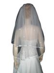 2 Tier Swarovski Fingertip Veil (NEW $15.99) Wedding Bridal Crystal Rhinestones Satin (vsh117wt)