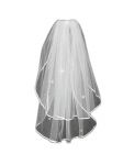 2 Tier Swarovski Fingertip Veil (NEW $15.99) Wedding Bridal Crystal Rhinestones Satin (vsh117wt)