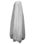 1 Tier Fingertip Veil (NEW $25.99) Wedding Bridal Beads Silver Scallop (vsh118wt)