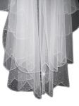 2 Tier Swarovski Fingertip Veil (NEW $24.99) Wedding Bridal Tulle Crystal Rhinestones Pearls (vsh119wt)