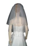 2 Tier Elbow Length Veil (NEW $18.99) Wedding Bridal Rat-tail Satin (vsh120wt)