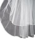 2 Tier Elbow Length Veil (NEW $18.99) Wedding Bridal Rat-tail Satin (vsh120wt)