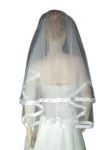 2 Tier Satin Veil (NEW $29.99) Wedding Bridal Elbow Length Tulle (vsh122wt)