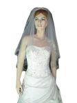 2 Tier Fingertip Veil (NEW $29.99) Wedding Bridal Tulle Embroidery Flower Pearls Sequins (vsh123wt)