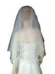 2 Tier Fingertip Veil (NEW $29.99) Wedding Bridal Tulle Embroidery Flower Pearls Sequins (vsh123wt)