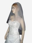 2 Tier Swarovski Fingertip Veil (NEW $25.99) Wedding Bridal Tulle Crystal Rhinestones Pencil Edge (vsh124wt)